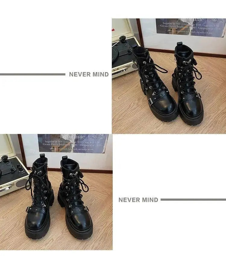 Fashion New Women's Biker Boots Patent Leather Breathable Zipper Lolita Platform Boots Winter New Retro Gothics Botines Chelsea - Tophatter Daily Deals