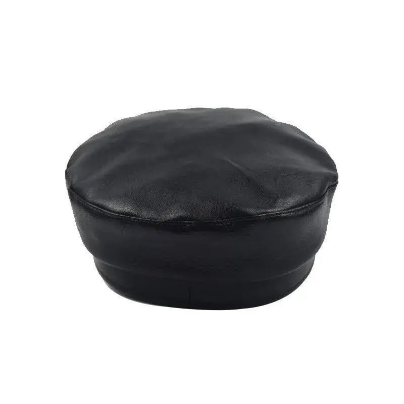 Fashion Unisex PU Leather Military caps Spring Autumn Sailor Hats for Women Men Black Grey Flat Top Captain Cap Travel Cadet Hat - Tophatter Daily Deals