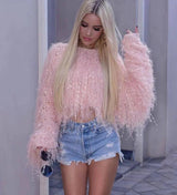 Fashion Y2k Colorful Warm Faux Women Fur Coat Black White Pink Plush Coat Female Jacket Fur Autumn Winter Shaggy Outerwear - Tophatter Daily Deals