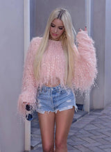 Fashion Y2k Colorful Warm Faux Women Fur Coat Black White Pink Plush Coat Female Jacket Fur Autumn Winter Shaggy Outerwear Pink - Tophatter Daily Deals