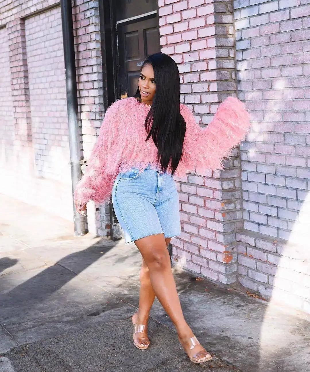 Fashion Y2k Colorful Warm Faux Women Fur Coat Black White Pink Plush Coat Female Jacket Fur Autumn Winter Shaggy Outerwear - Tophatter Daily Deals