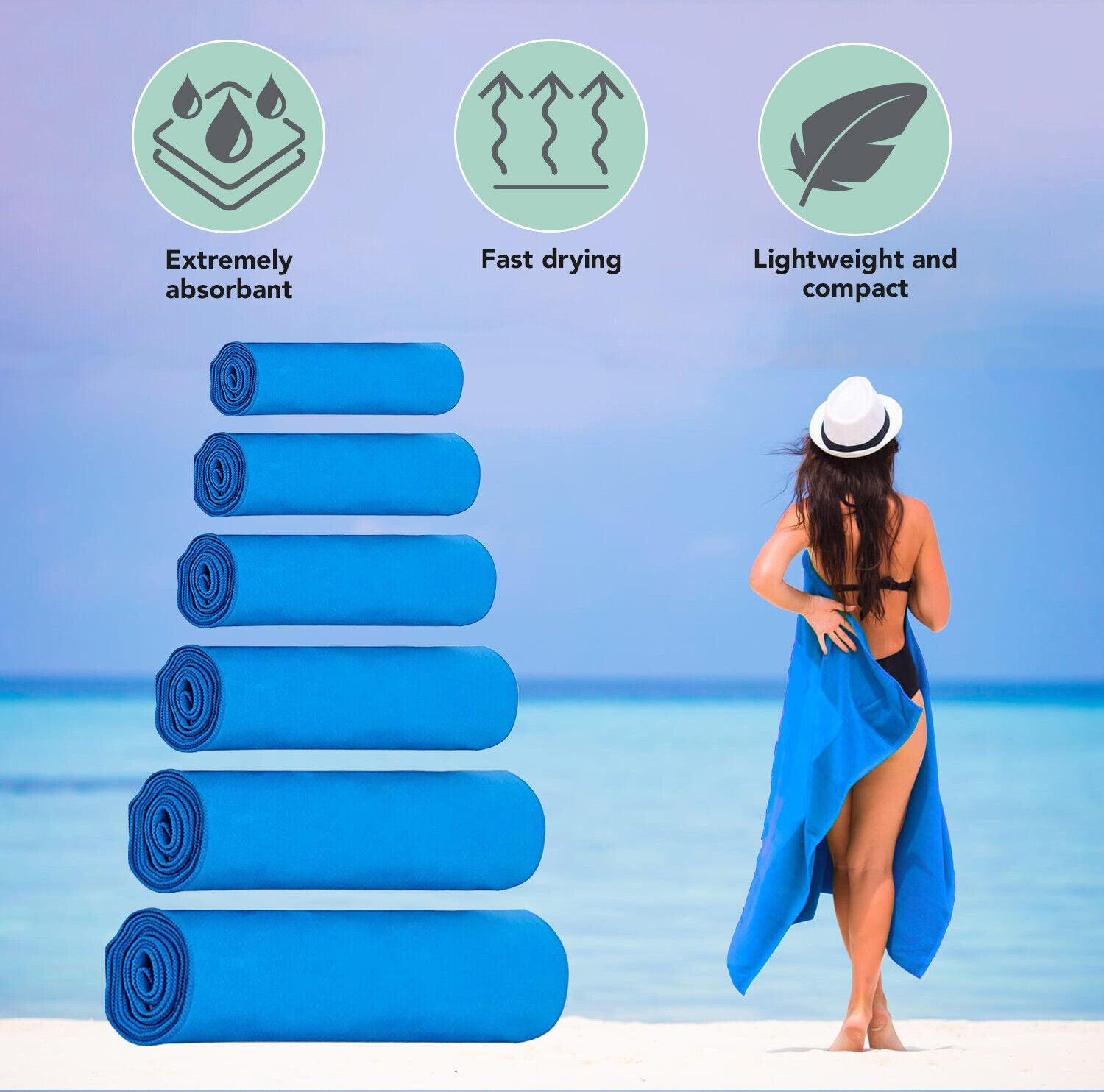 Eono Microfiber Towel - Perfect Fast Drying Towel for Sports Travel Swimming Beach & Camping LightBlue Exercise & Fitness - Tophatter Daily Deals