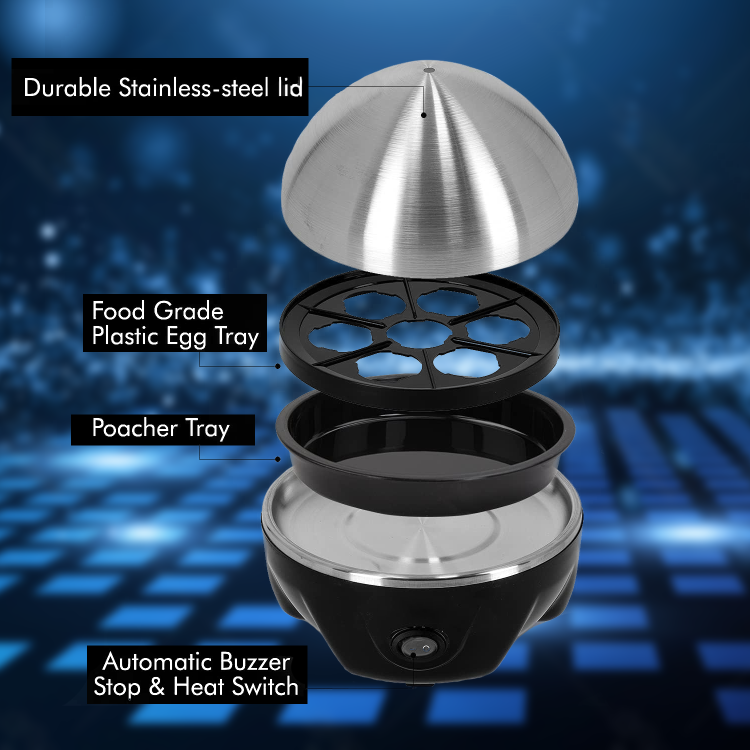 Electric Egg Boiler – 7 Egg Capacity Steamer Cooker with Auto Shut-Off & Measuring Cup Kitchen - Tophatter Daily Deals