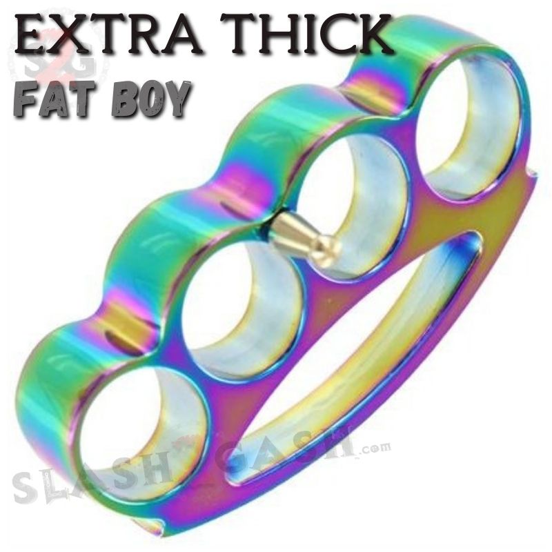 Fat Boy Extra Thick Buckle & Paperweight - Titanium Rainbow Knuckles Belt Buckle - Tophatter Daily Deals