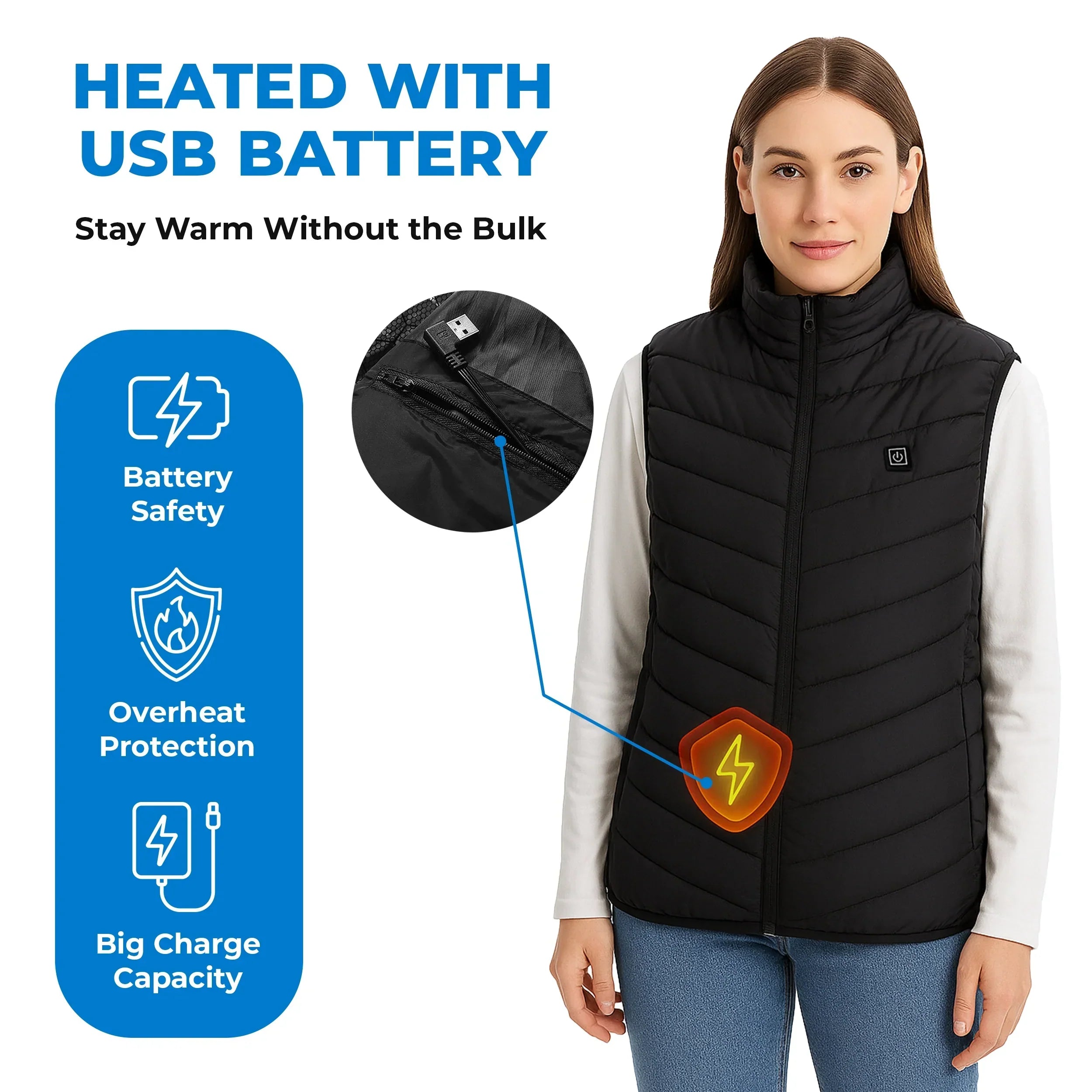 Heated Vest Nine Zone Lightweight Outdoor Fall 2025 Warmth - Tophatter Daily Deals