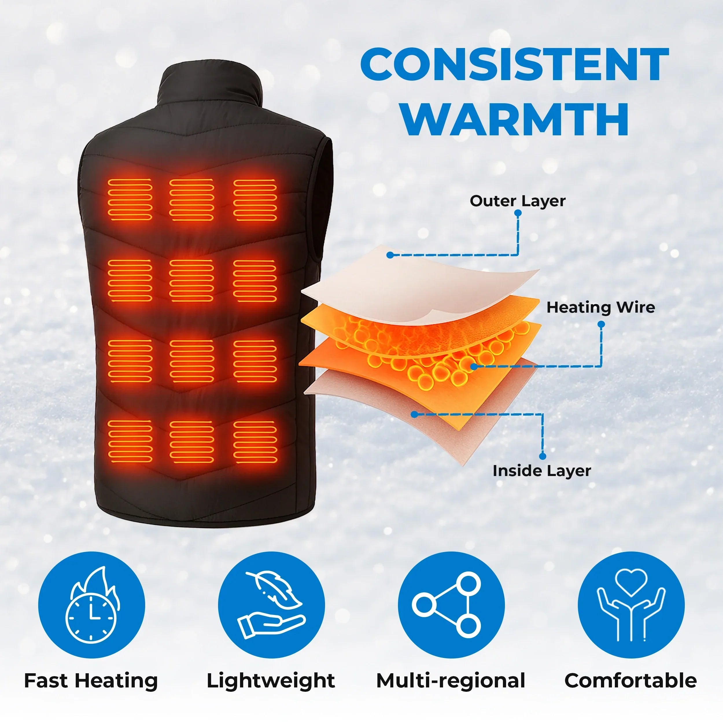 Heated Vest Nine Zone Lightweight Outdoor Fall 2025 Warmth - Tophatter Daily Deals