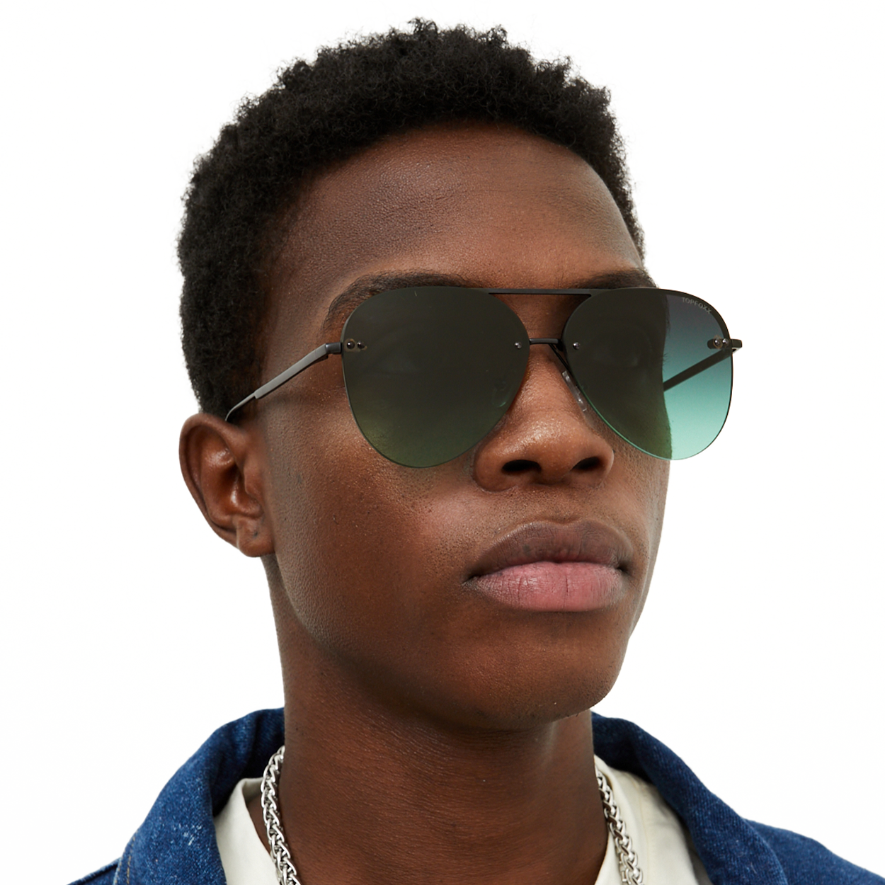 TopFoxx Smaller Megan 2 - Dark Green Metal Aviator Sunglasses Sunglasses - Tophatter Daily Deals