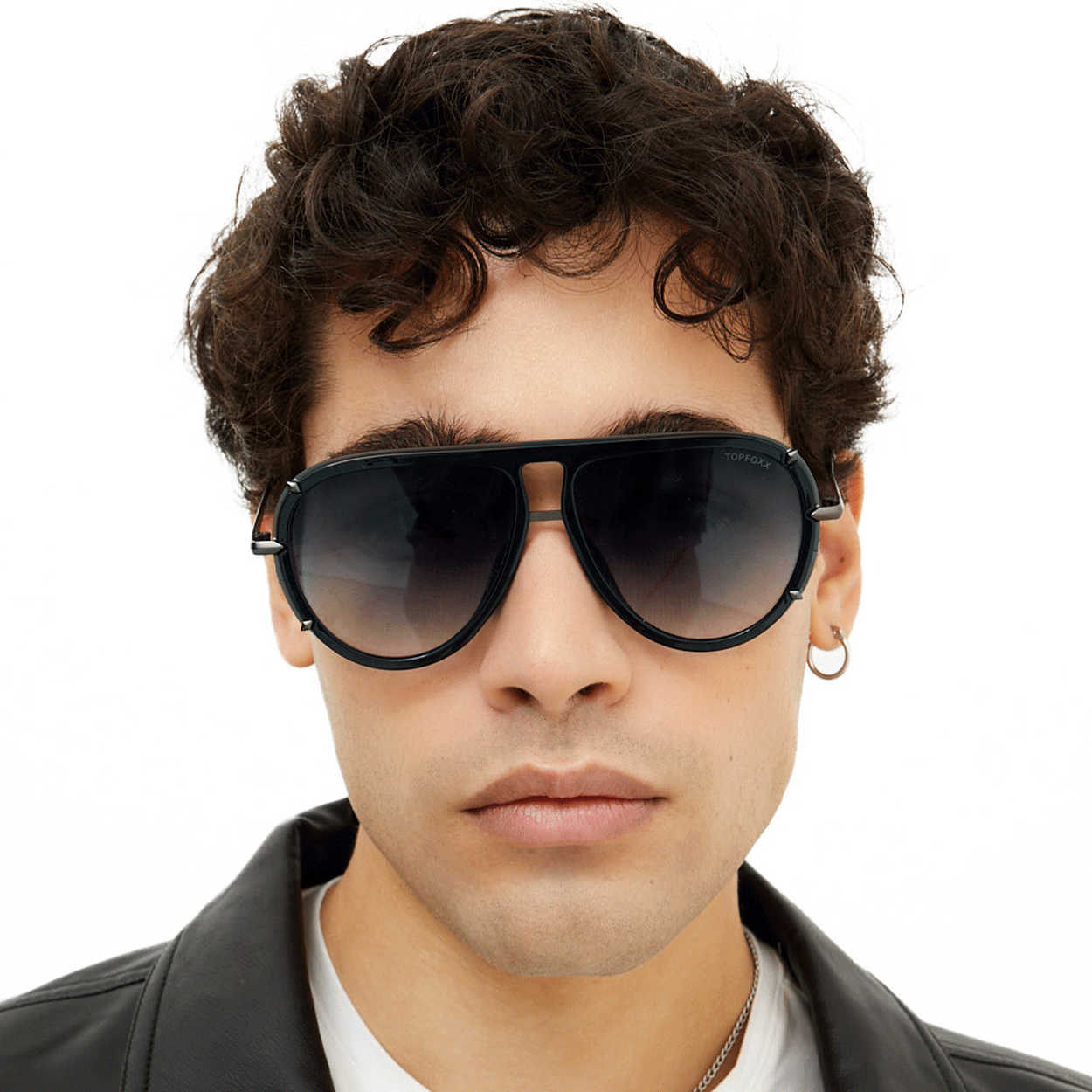 TopFoxx Ivy Luxe - Black Tangle-Free Unisex Round Aviator Sunglasses Sunglasses - Tophatter Daily Deals