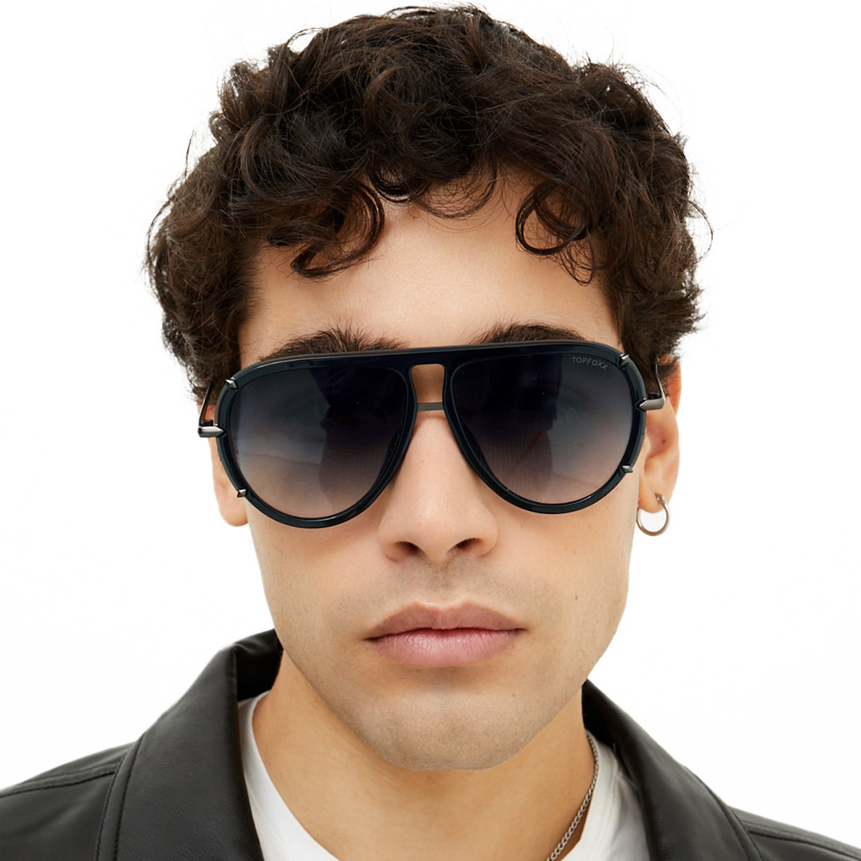 TopFoxx Ivy Luxe - Black Tangle-Free Unisex Round Aviator Sunglasses Sunglasses - Tophatter Daily Deals