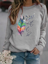 Soft Cozy Women's Pullover - Feather Print, Knit Winter Gray - Tophatter Daily Deals
