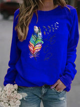 Soft Cozy Women's Pullover - Feather Print, Knit Winter - Tophatter Daily Deals
