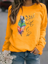 Soft Cozy Women's Pullover - Feather Print, Knit Winter Yellow - Tophatter Daily Deals