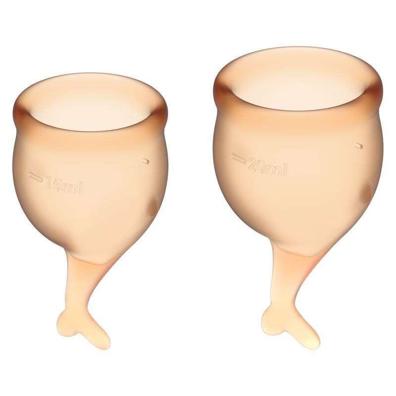 Feel Secure – Medical-Grade Silicone Menstrual Cup Set 2 Pieces (Orange) > Essentials > Menstrual Products - Tophatter Daily Deals
