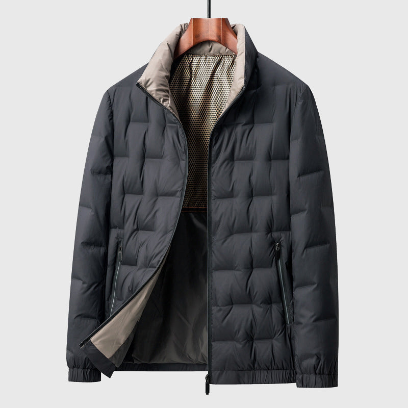 Lightweight Versatile Men’s Down Jacket - Quilted Windproof Blue - Tophatter Daily Deals