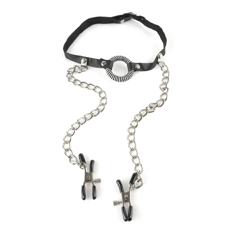 Fetish Fantasy Series O Ring Gag with Nipple Clamps Body Restraints > Bondage Gear > Restraints - Tophatter Daily Deals