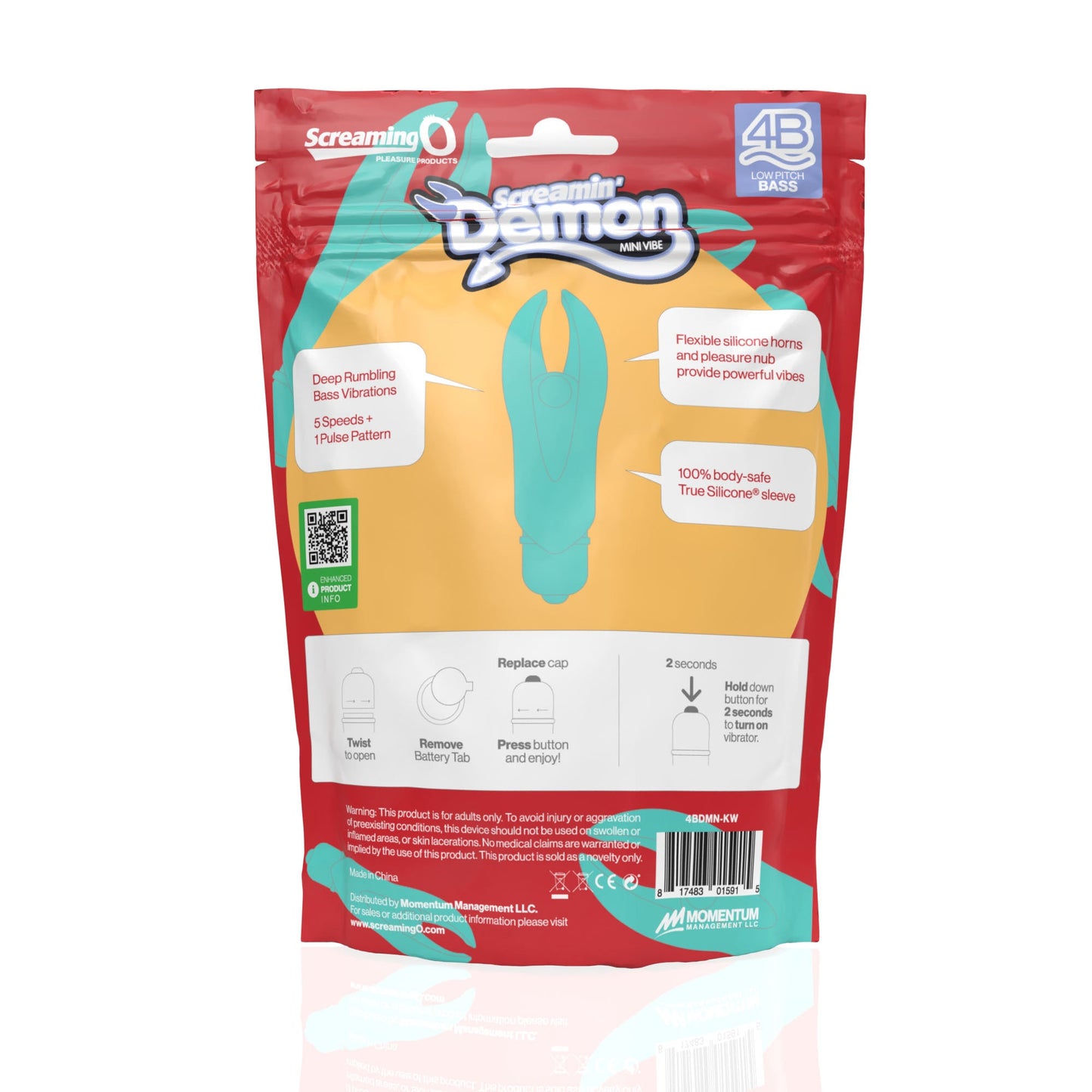 Demon 4B Low Pitch Bass – Deep-Rumbling 5-Speed Vibrator with Silicone Horns > Vibrators > Mini Vibrators - Tophatter Daily Deals