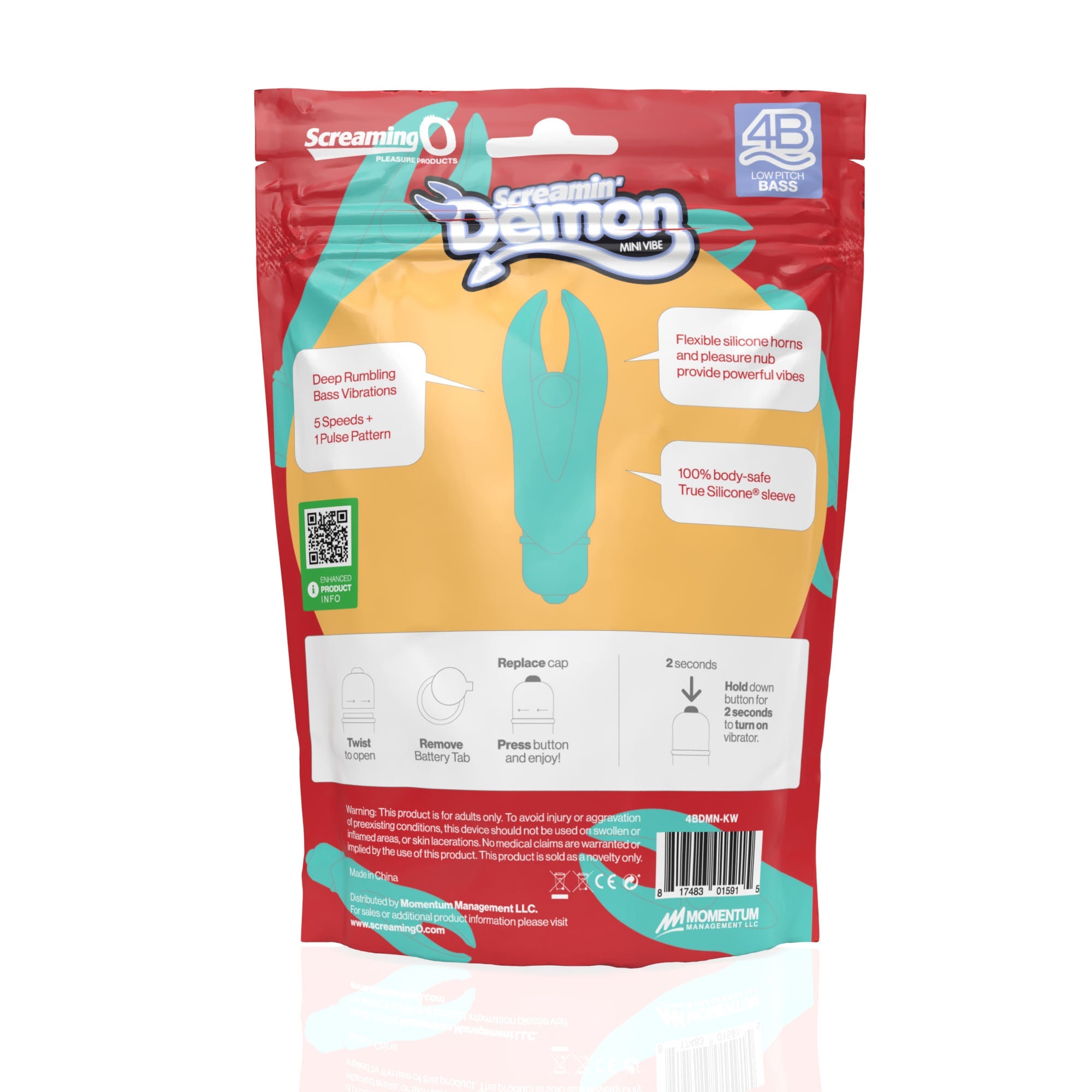 Demon 4B Low Pitch Bass – Deep-Rumbling 5-Speed Vibrator with Silicone Horns > Vibrators > Mini Vibrators - Tophatter Daily Deals