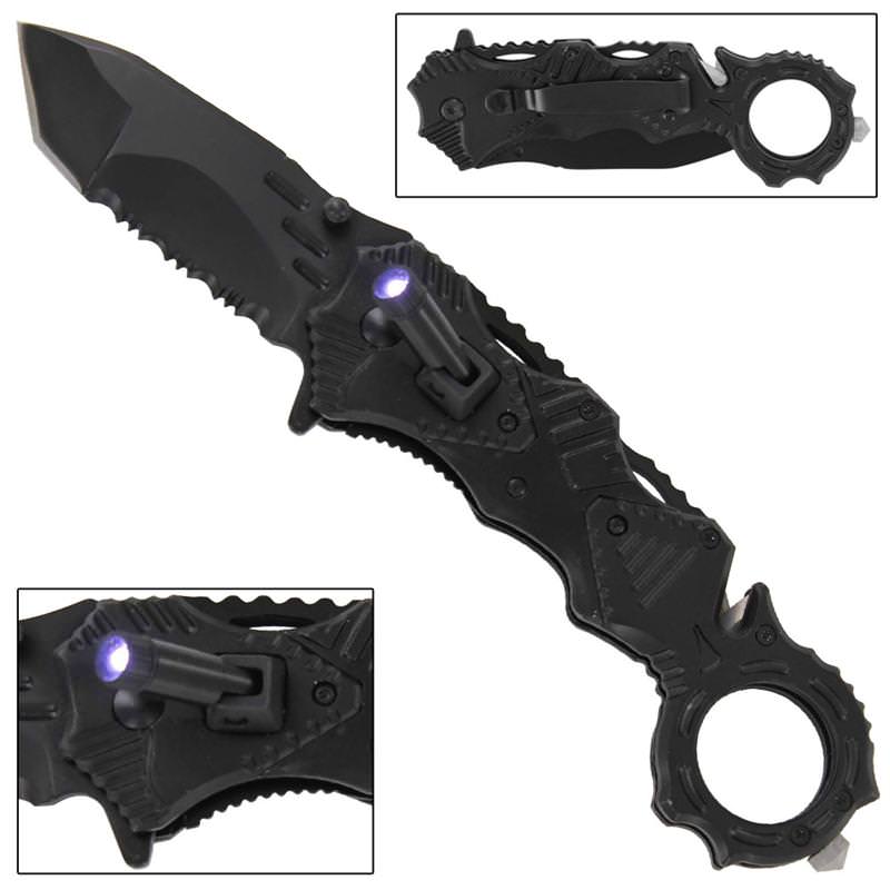 Field Scout Spring Assist Tactical Rescue Emergency Knife - TOPHATTER'S ARMORY DEALS Collectible Weapons - Tophatter Daily Deals