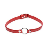 Fiery Pet Leather Choker with Silver Ring in Red > Clothes > Womens Leather - Tophatter Daily Deals