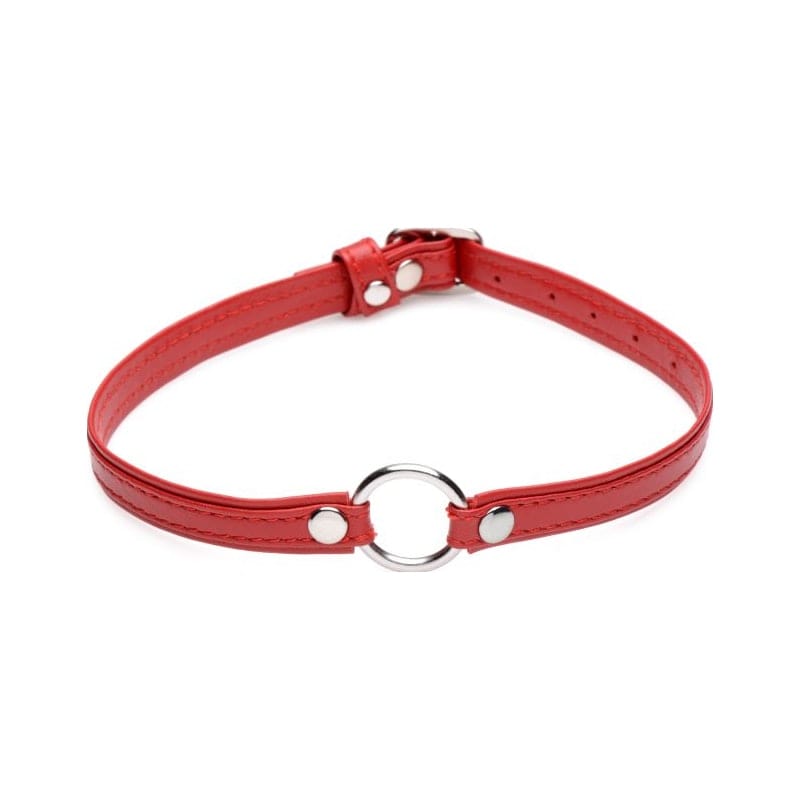 Fiery Pet Leather Choker with Silver Ring in Red > Clothes > Womens Leather - Tophatter Daily Deals