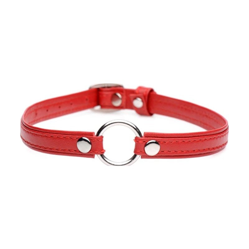 Fiery Pet Leather Choker with Silver Ring in Red > Clothes > Womens Leather - Tophatter Daily Deals