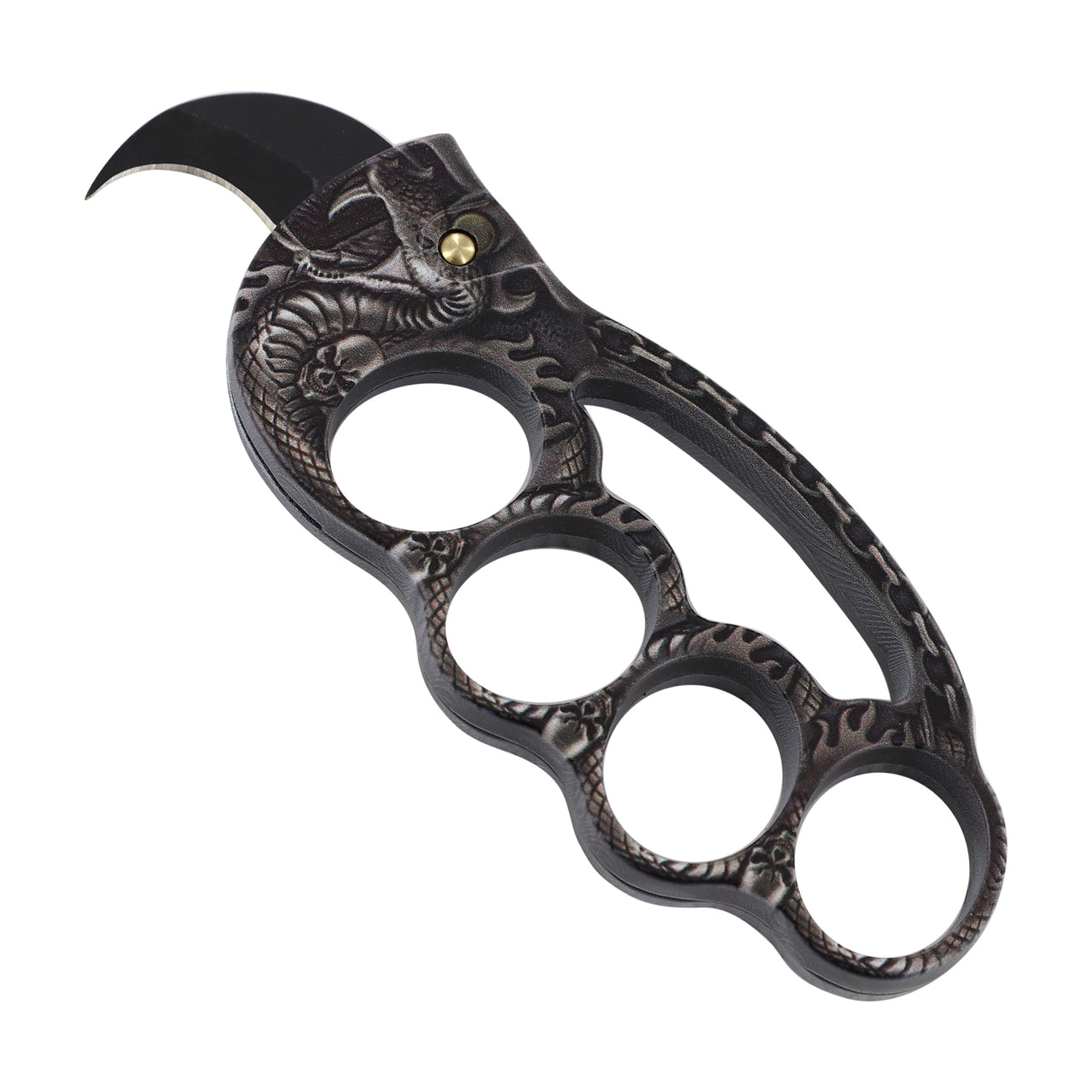 Fighter Knuckles with Automatic Karambit Knife - Don't Tread on Me Knife-Auto - Tophatter Daily Deals