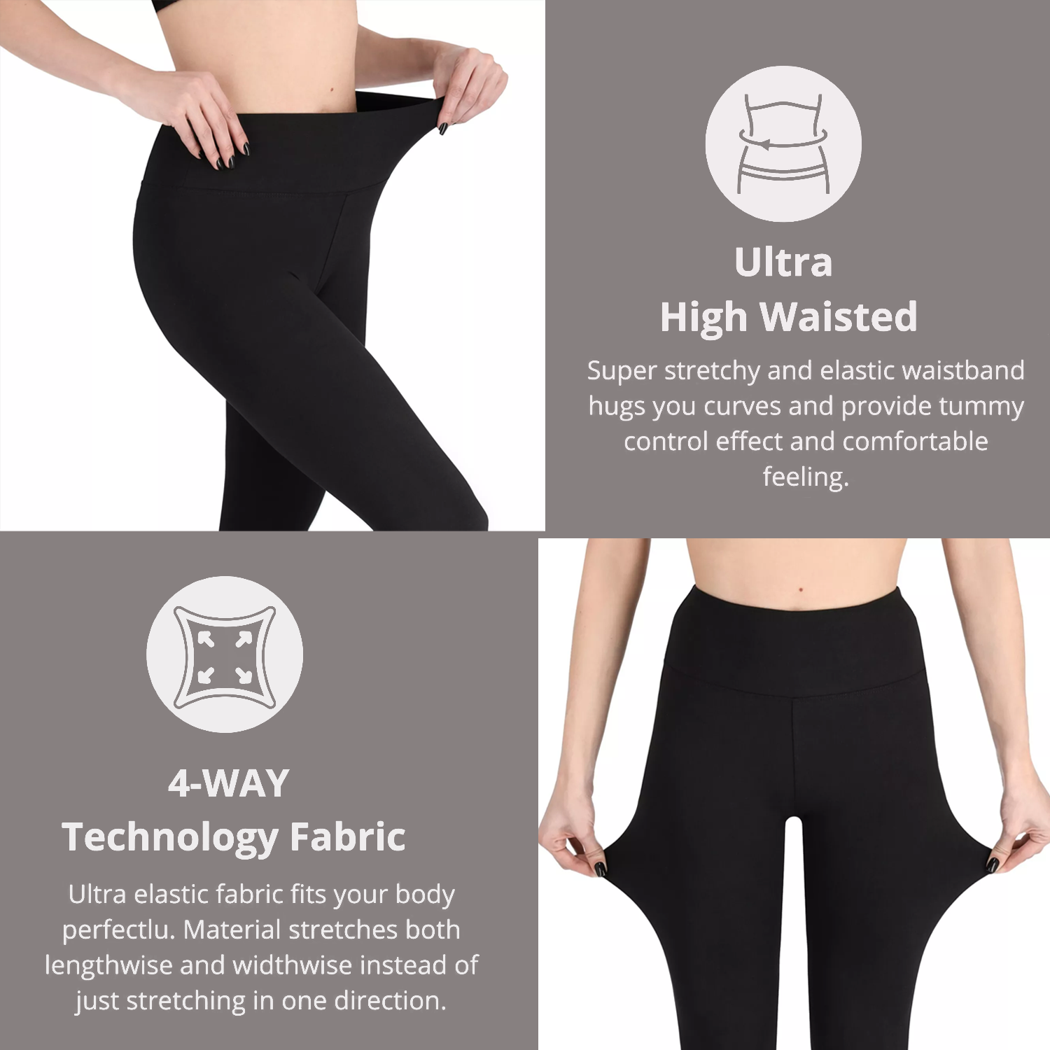 High Waisted Ladies Leggings – Stretchy, Tummy Control Workout & Everyday Wear Clothing - Tophatter Daily Deals