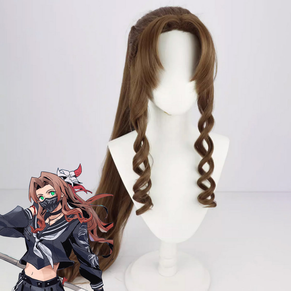 Final Fantasy VII Remake Aerith Gainsborough Brown Cosplay Wig Wig - Tophatter Daily Deals