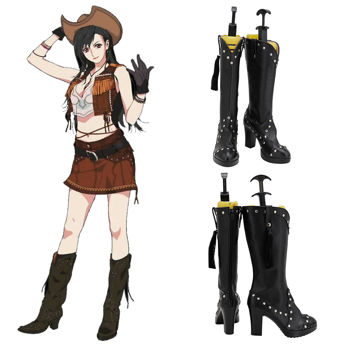Final Fantasy VII Remake FF7 Tifa Lockhart Cowgirl Brown Shoes Cosplay Boots Shoes/Boots - Tophatter Daily Deals