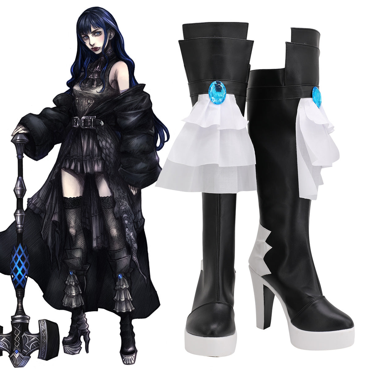 Final Fantasy XIV Shadowbringers 5.0 FF14 Boss Gaia Black Shoes Cosplay Boots Shoes/Boots - Tophatter Daily Deals