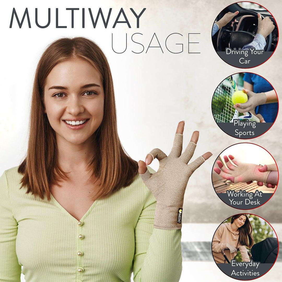 Compression Gloves for Arthritis - Fingerless Pain Relief Arthritic Hands Rheumatoid Anti Arthritis Elastic Gloves Gloves - Tophatter Daily Deals