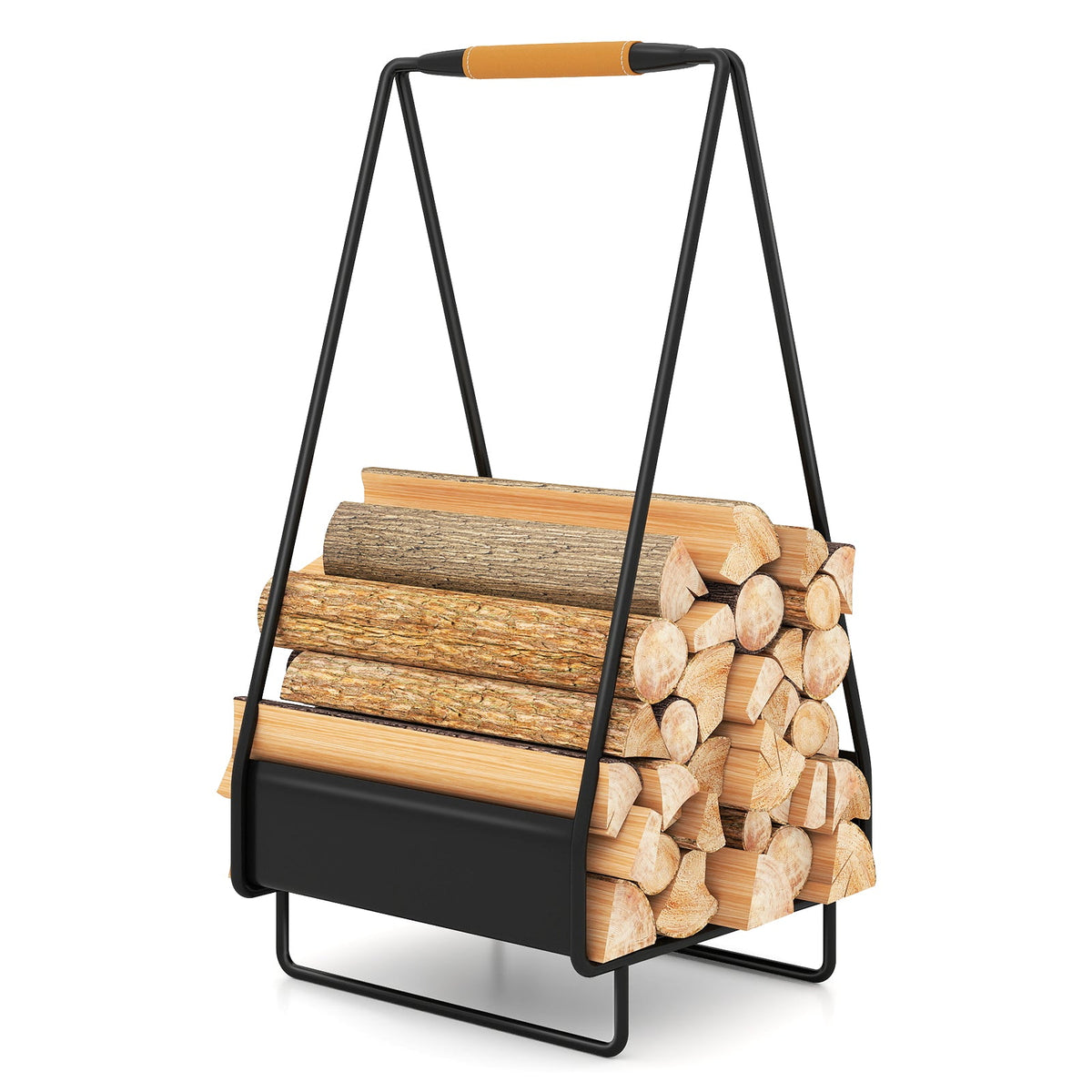 Firewood Storage Rack Heavy-duty Metal Log Holder with Handle and Square Rack Default Title Garden & Patio - Tophatter Daily Deals