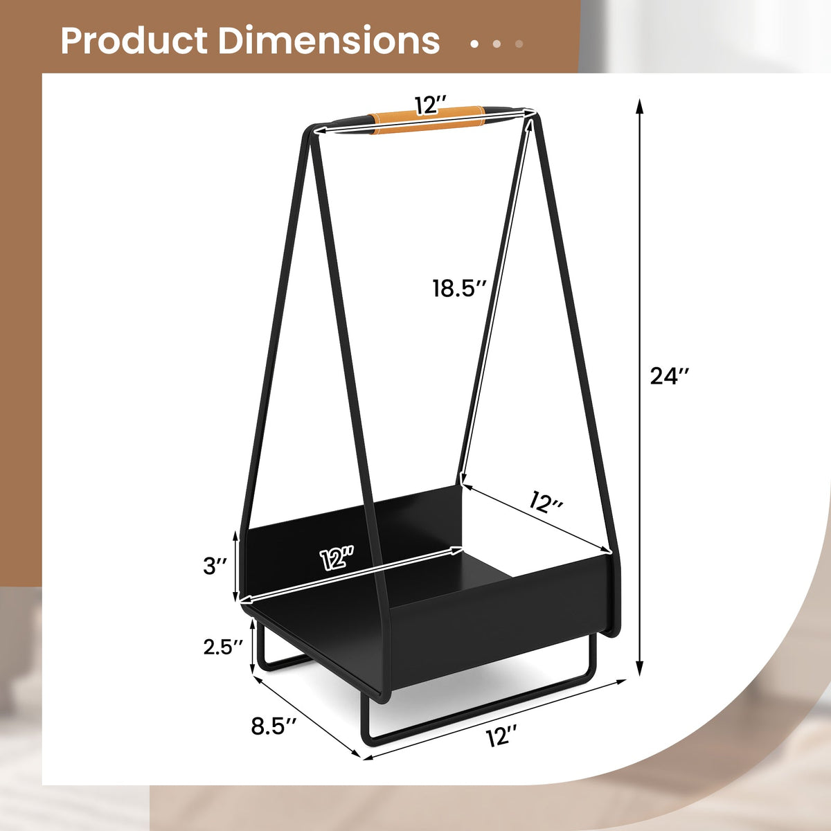 Firewood Storage Rack Heavy-duty Metal Log Holder with Handle and Square Rack Garden & Patio - Tophatter Daily Deals