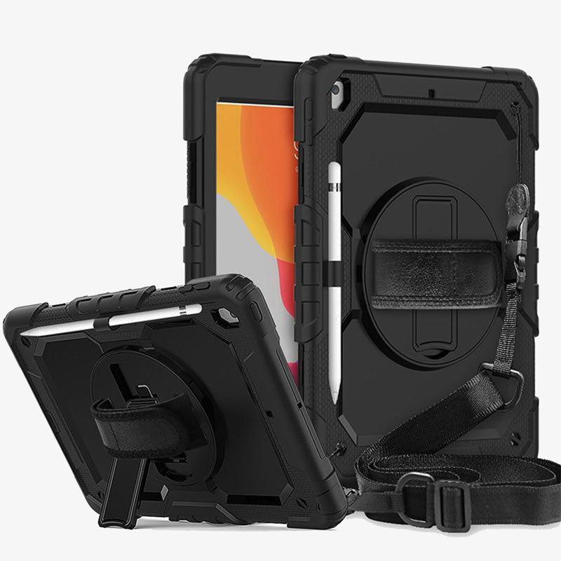 Heavy Duty iPad Case Rugged Tablet Cover With Hand Strap Black - Tophatter Daily Deals