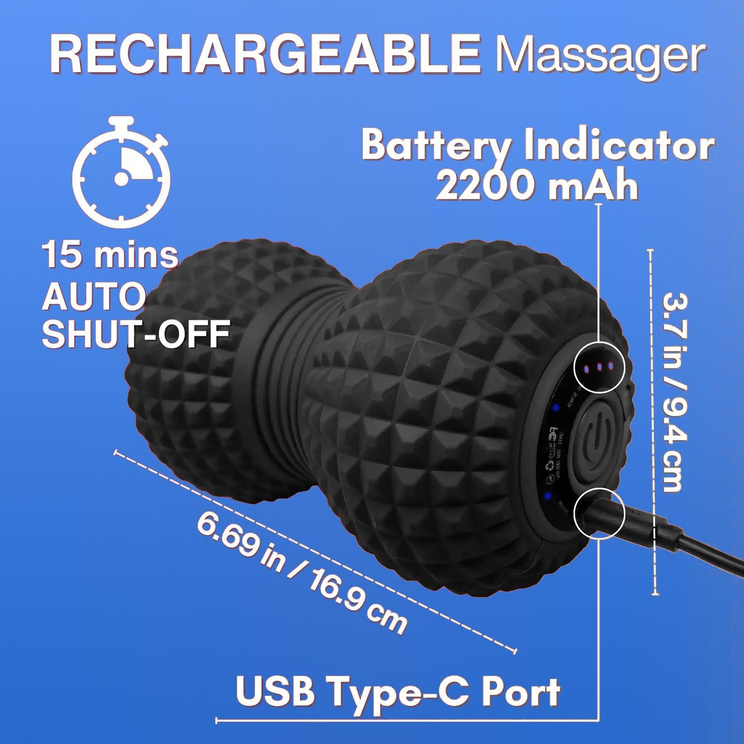 Vibrating Foam Roller - Electric Full Body Massage Roller Muscle Recovery Pain Relief Massager Exercise & Fitness - Tophatter Daily Deals
