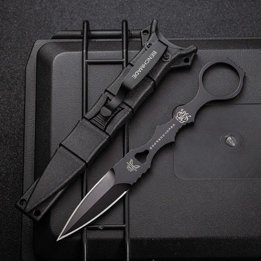 Fixed Blade TacticalKnife COMBO SOCP Dagger3.22" Blade, K sheath Black - Tophatter Daily Deals
