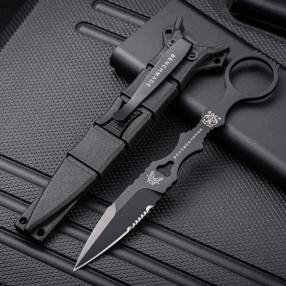 Fixed Blade TacticalKnife COMBO SOCP Dagger3.22" Blade, K sheath Black - Tophatter Daily Deals