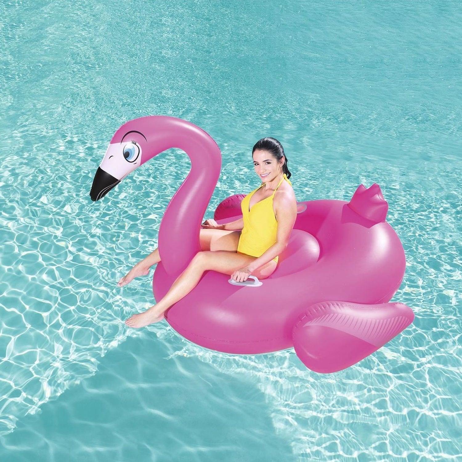 Giant Pool Float - Inflatable Mega Supersized Rider Float Pool Beach Swim Flamingo Swim Float Swimming - Tophatter Daily Deals