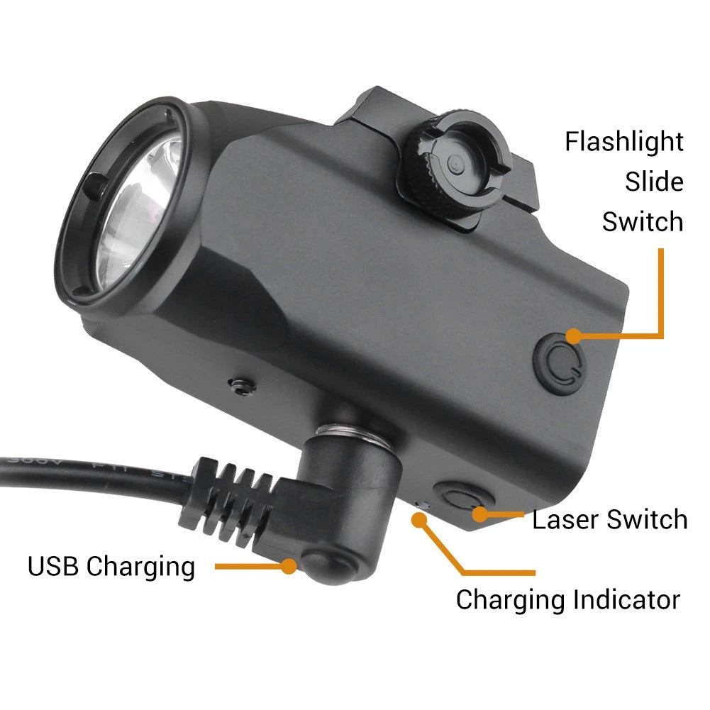 Flashlight Red Green Laser Fast Charge 20-21mm Rail - Tophatter Daily Deals