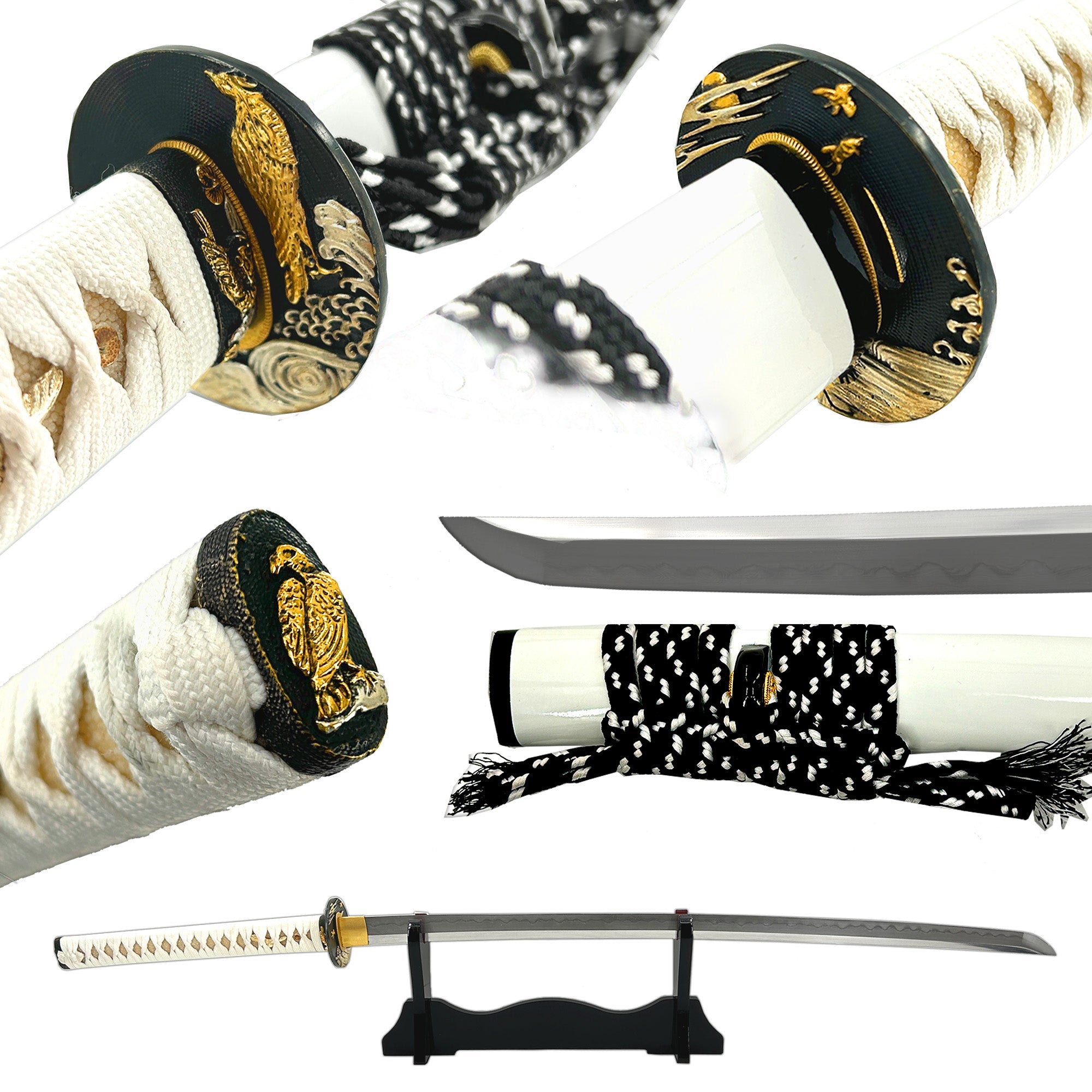 Flight of the Sea Hawk 1060 Damascus Steel Handmade Katana Swords - Tophatter Daily Deals