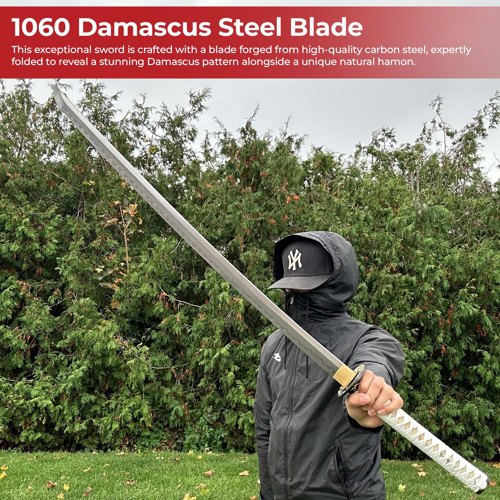 Flight of the Sea Hawk 1060 Damascus Steel Handmade Katana Swords - Tophatter Daily Deals
