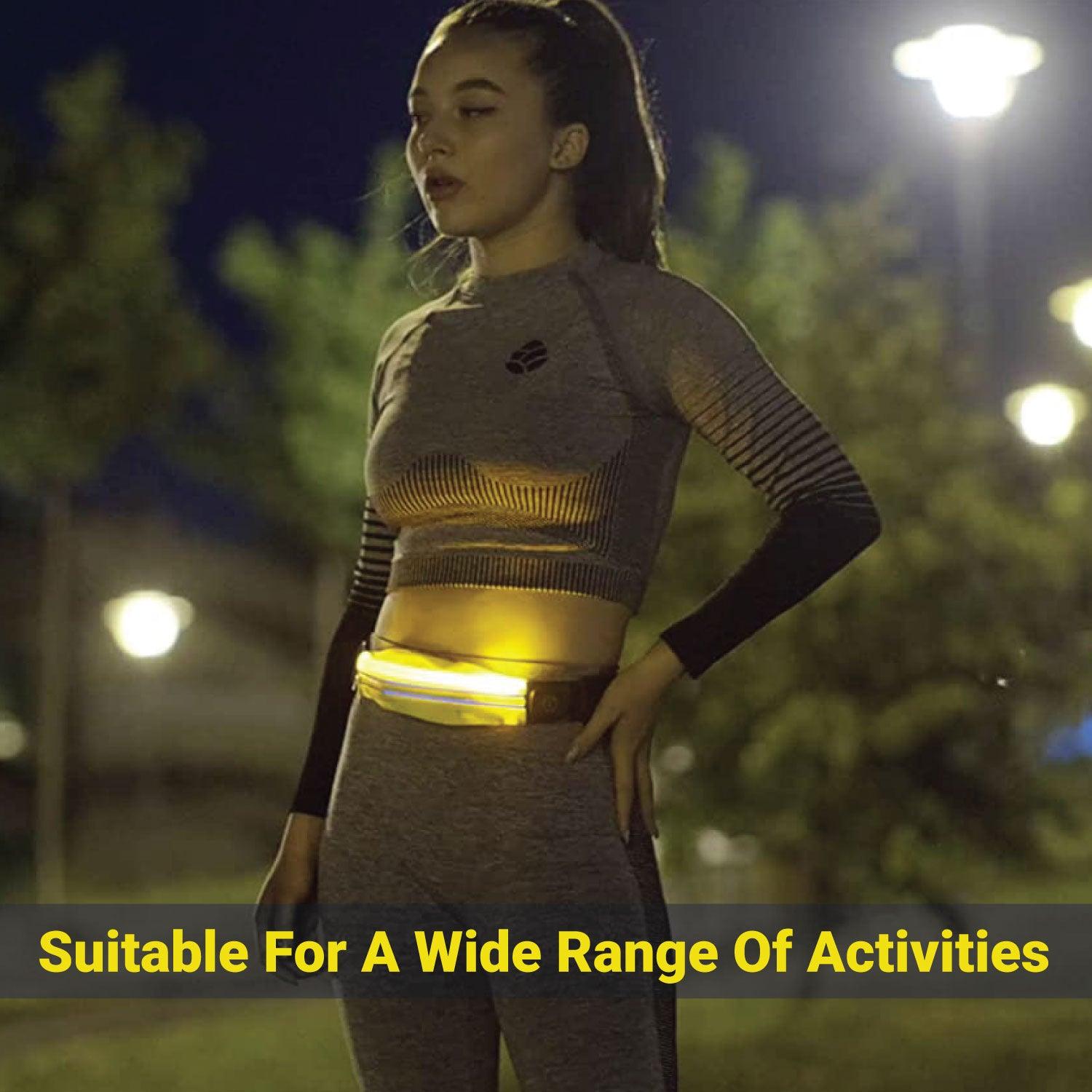 Flipbelt for Running - Ultra Yellow Coloured LED Reflective Running Belt For Women and Men USB Rechargeable Running Phone Holders Waist Bag Apparel & Accessories - Tophatter Daily Deals