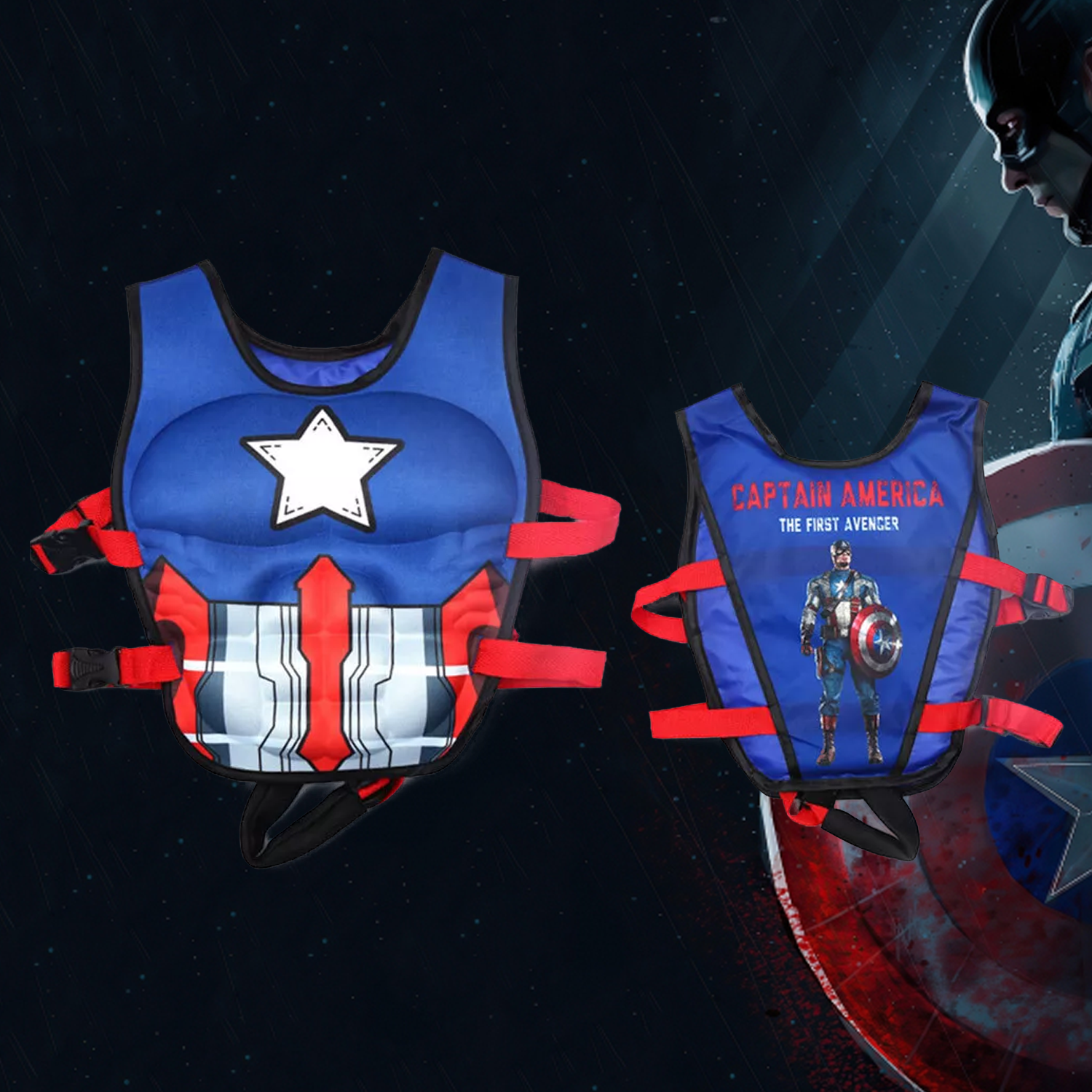 Swimming Float Vest – Kids Learn-to-Swim Safety Jacket with Adjustable Straps Buoyancy Aid Jacket Captain America Floats & Inflatables - Tophatter Daily Deals