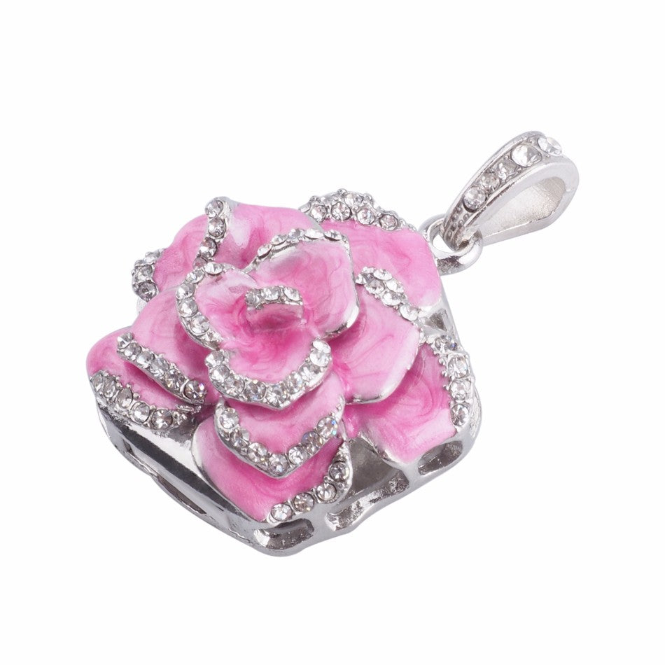 Crystal Flower USB Flash Drive 2.0 Rose Necklace Charm 16 GB - 3 Colors 16GB 2.0 Pink USB Flash Drive - Tophatter Daily Deals