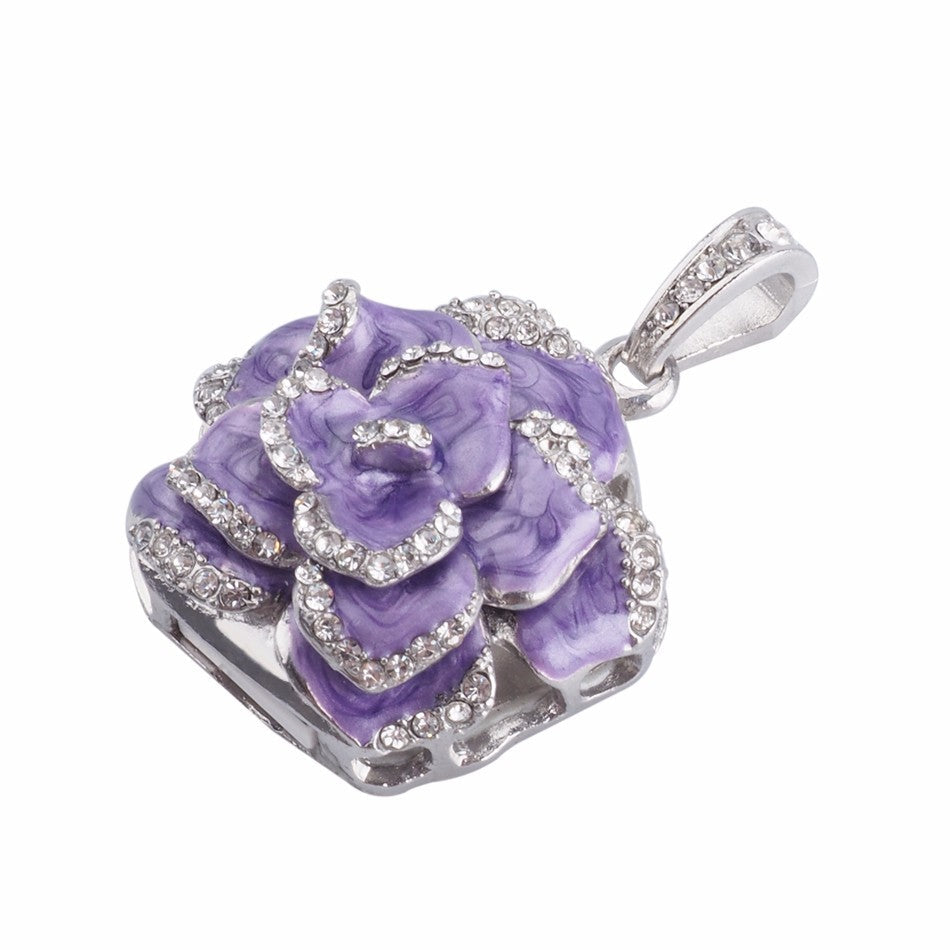 Crystal Flower USB Flash Drive 2.0 Rose Necklace Charm 16 GB - 3 Colors 16GB 2.0 Purple USB Flash Drive - Tophatter Daily Deals