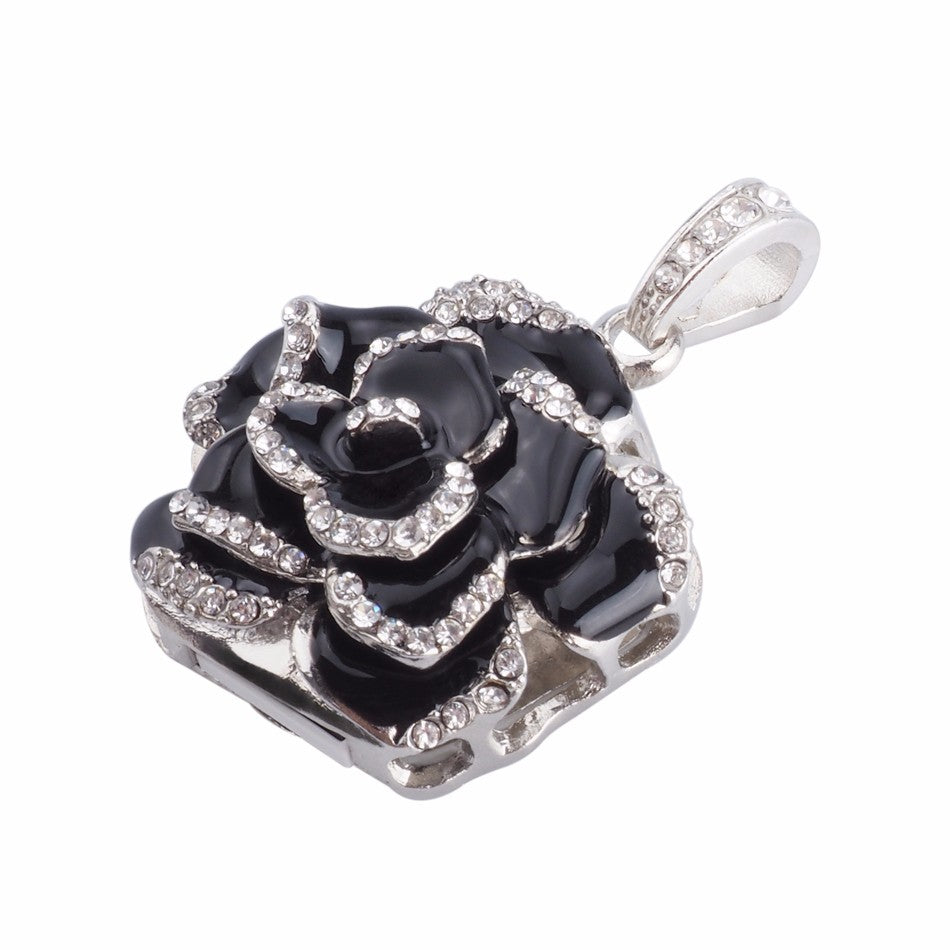 Crystal Flower USB Flash Drive 2.0 Rose Necklace Charm 16 GB - 3 Colors 16GB 2.0 Black USB Flash Drive - Tophatter Daily Deals