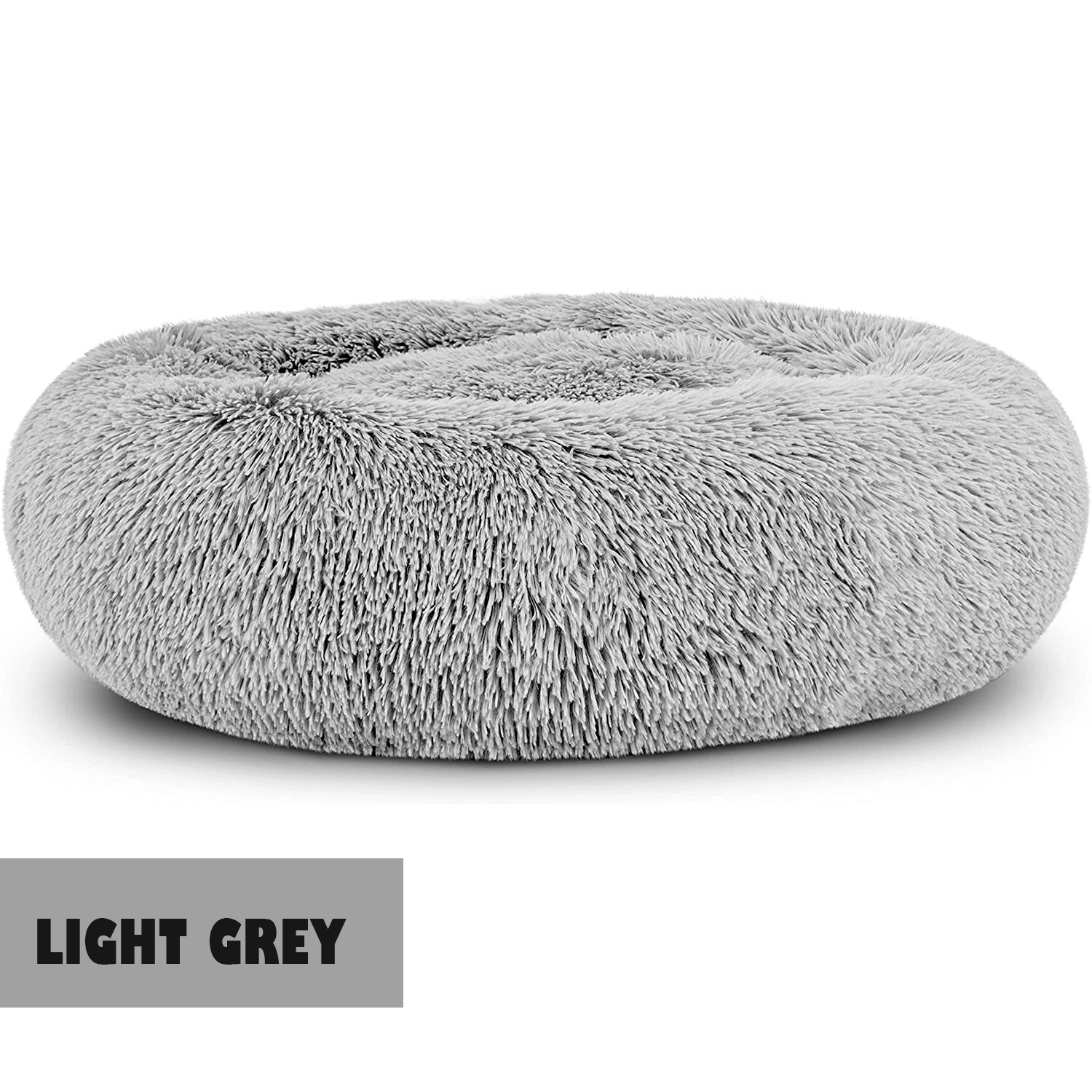 Donut Dog Bed – Anti-Anxiety Round Pet Bed for Cozy Sleep & Joint Support Light Grey Donut dog bed - Tophatter Daily Deals