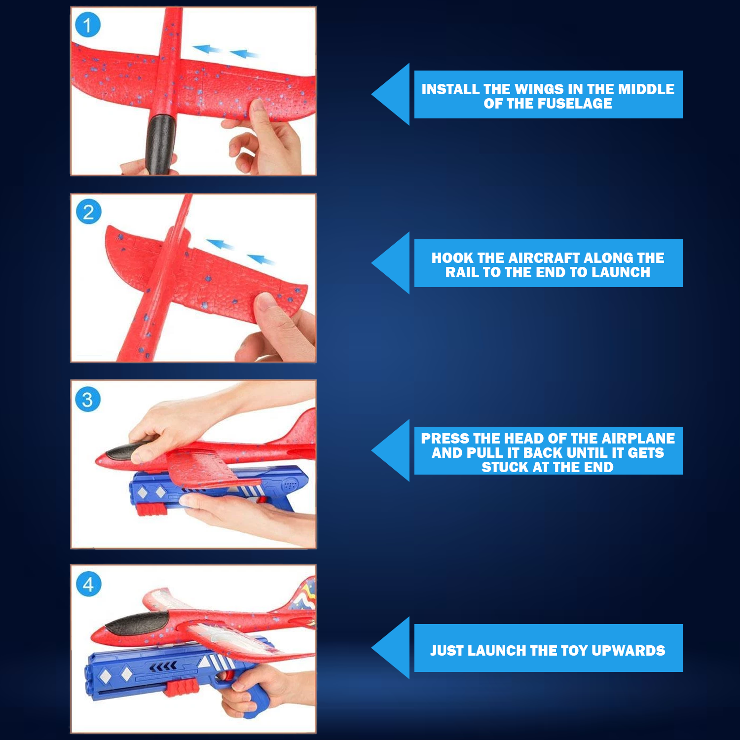 Airplane Launcher Toy – Kids 2 Flight Mode Airplane EPP Foam Gliders Fly Toy Catapult Launcher Gun Set Airplane Launcher Toy - Tophatter Daily Deals