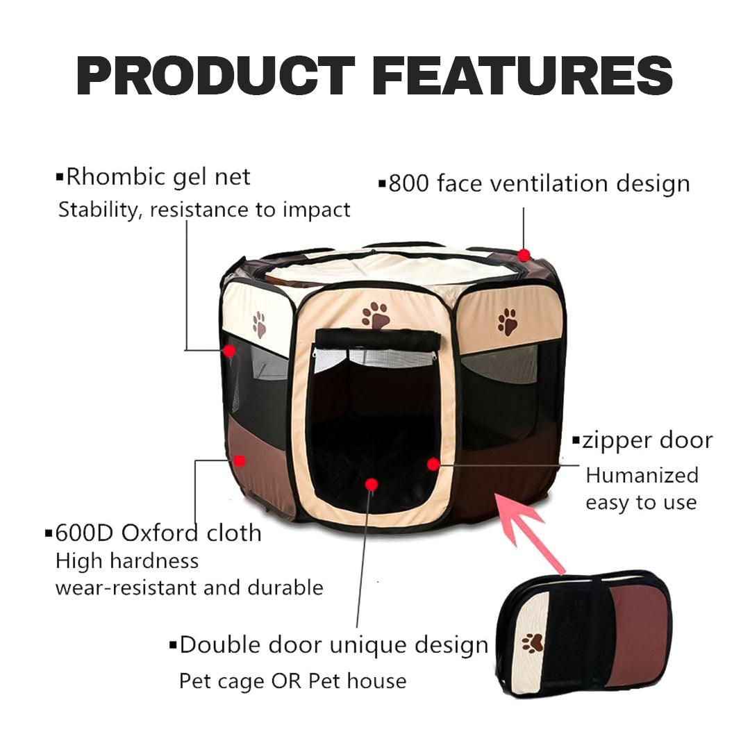 Large Fabric Dog Crates - Foldable Soft Fabric Dog Crate Cat Cage Pet Portable Travel Puppy Play Pen Tent Pet Products - Tophatter Daily Deals