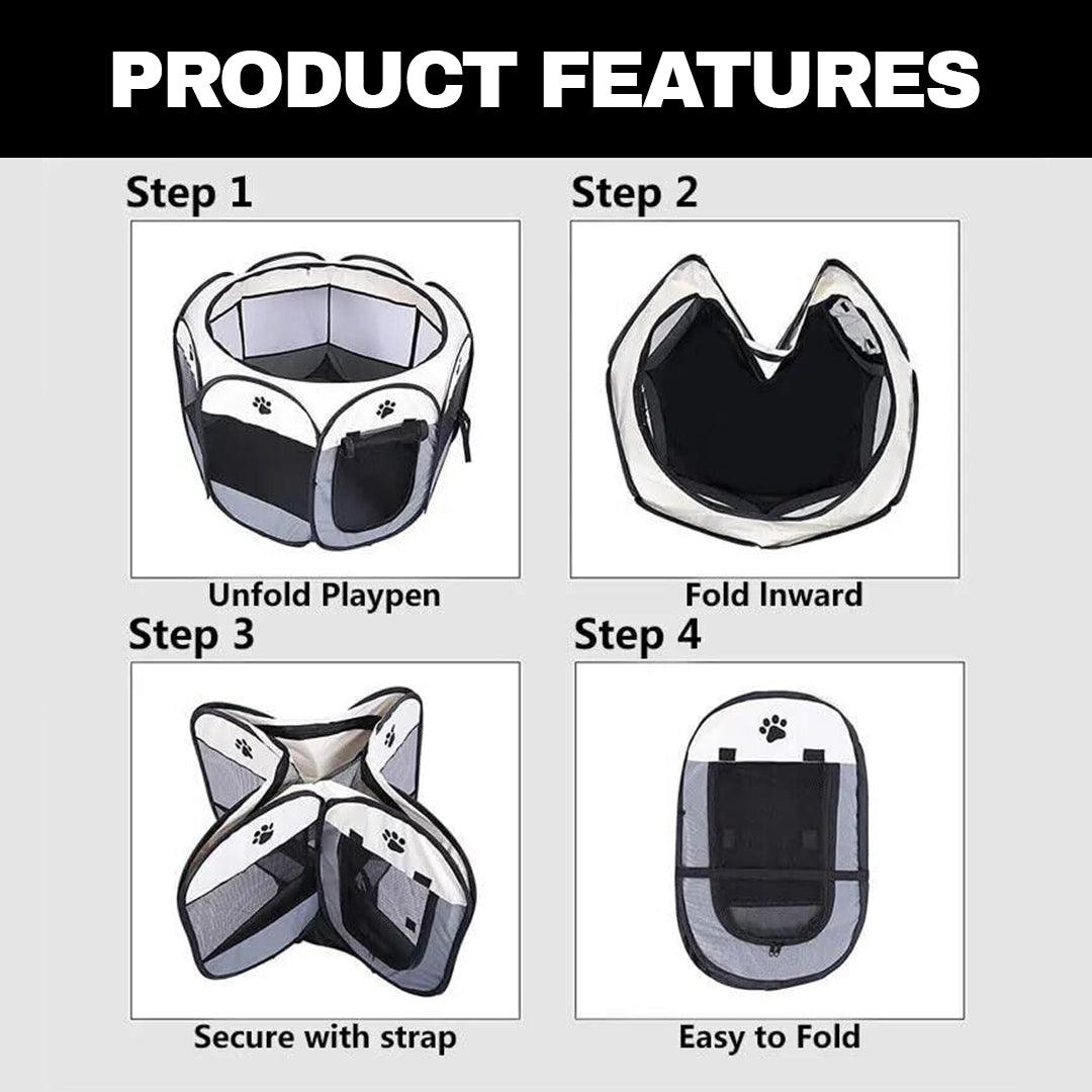 Large Fabric Dog Crates - Foldable Soft Fabric Dog Crate Cat Cage Pet Portable Travel Puppy Play Pen Tent Pet Products - Tophatter Daily Deals